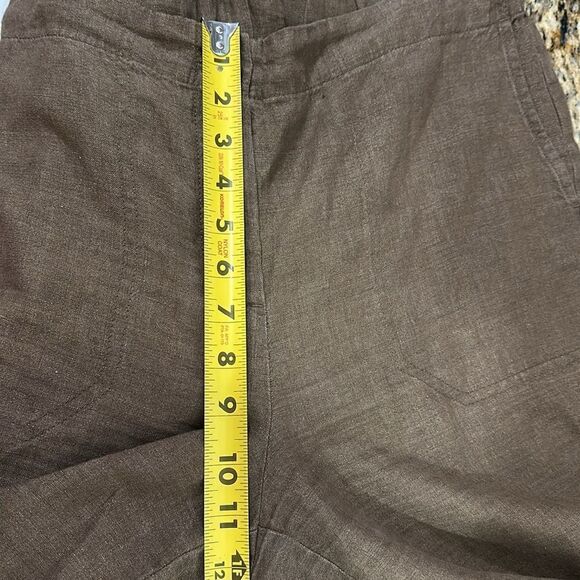J. Jill Love Linen Brown Wide Leg Lagenlook Crop Pants Size MP - Picture 11 of 11